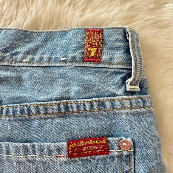 7 For All Mankind High Waist Vintage Bootcut Cut Off Denim Shorts 26 - Picture 3 of 13